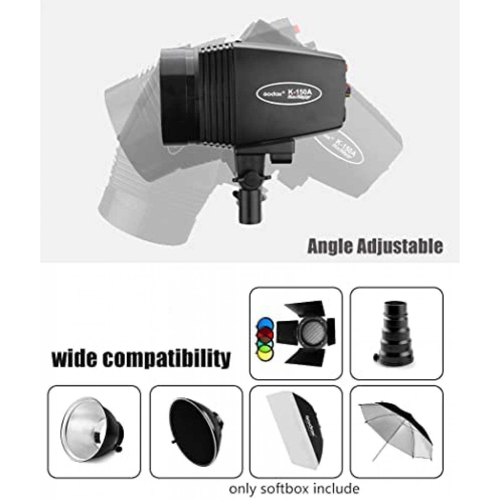 Kit de Fotografia GODOX 2x180W 5600K y Soporte de Luz Negro
