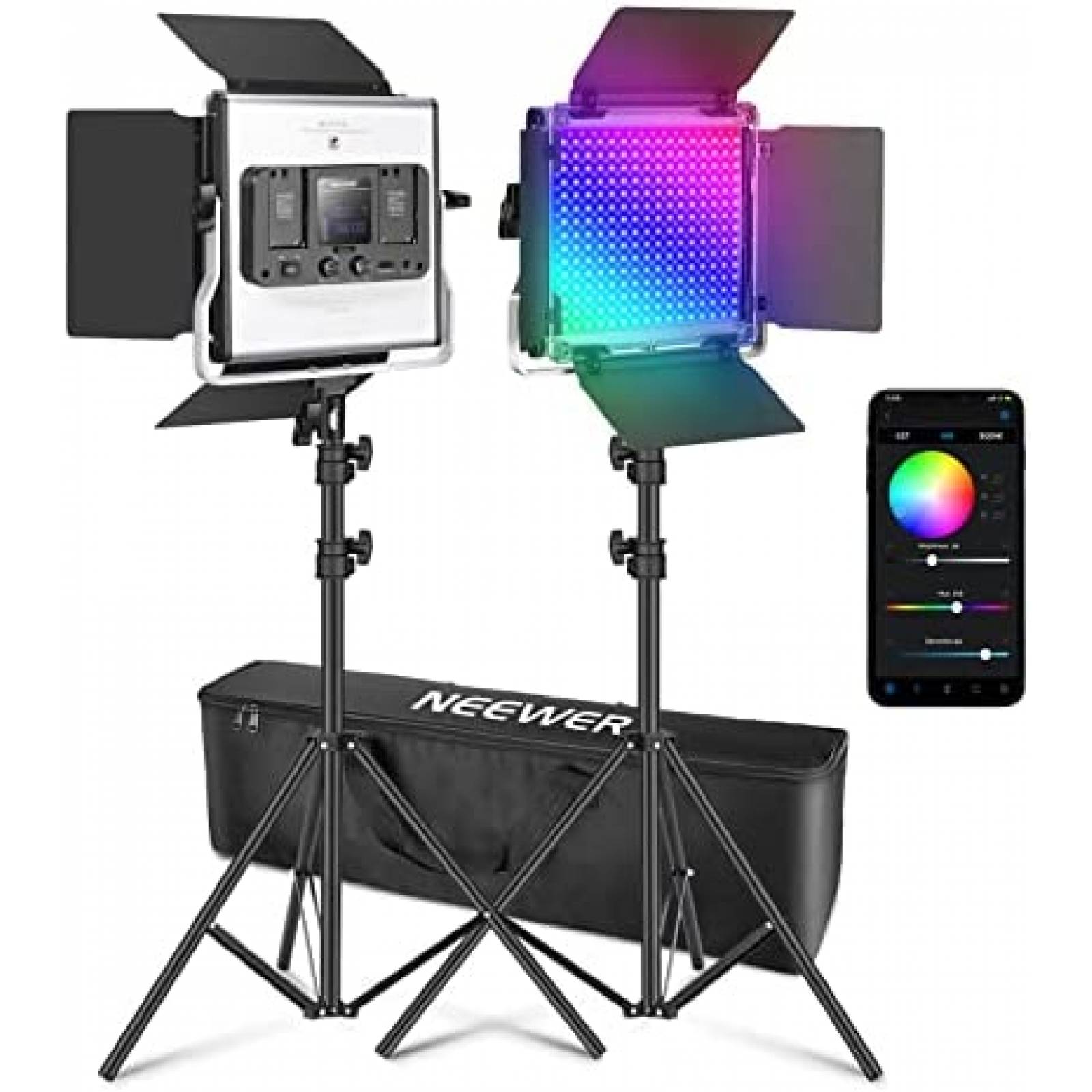 Kit de Iluminacion Neewer RGB/CRI97+/3200K ~ 5600K -Negro