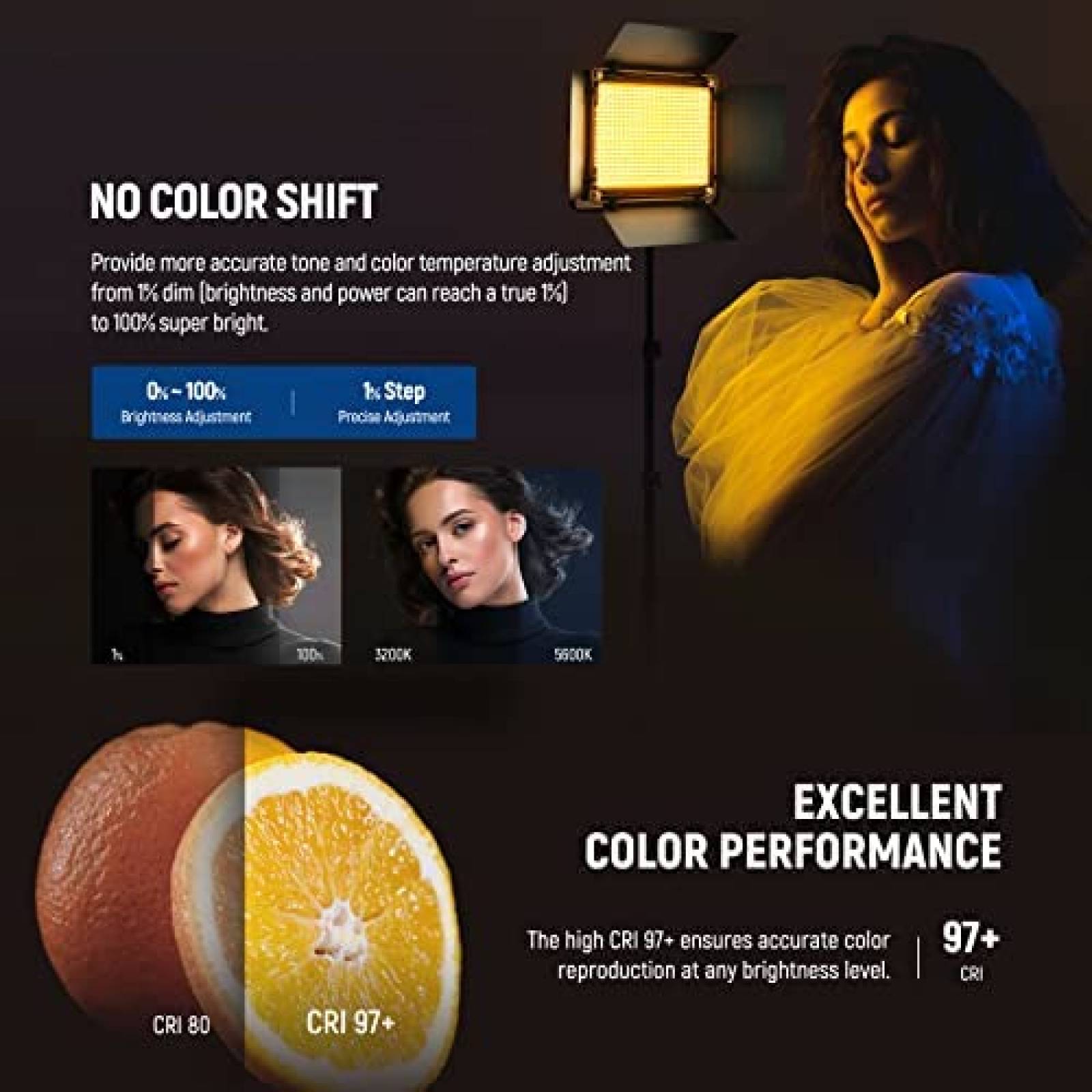 Kit de Iluminacion Neewer RGB/CRI97+/3200K ~ 5600K -Negro