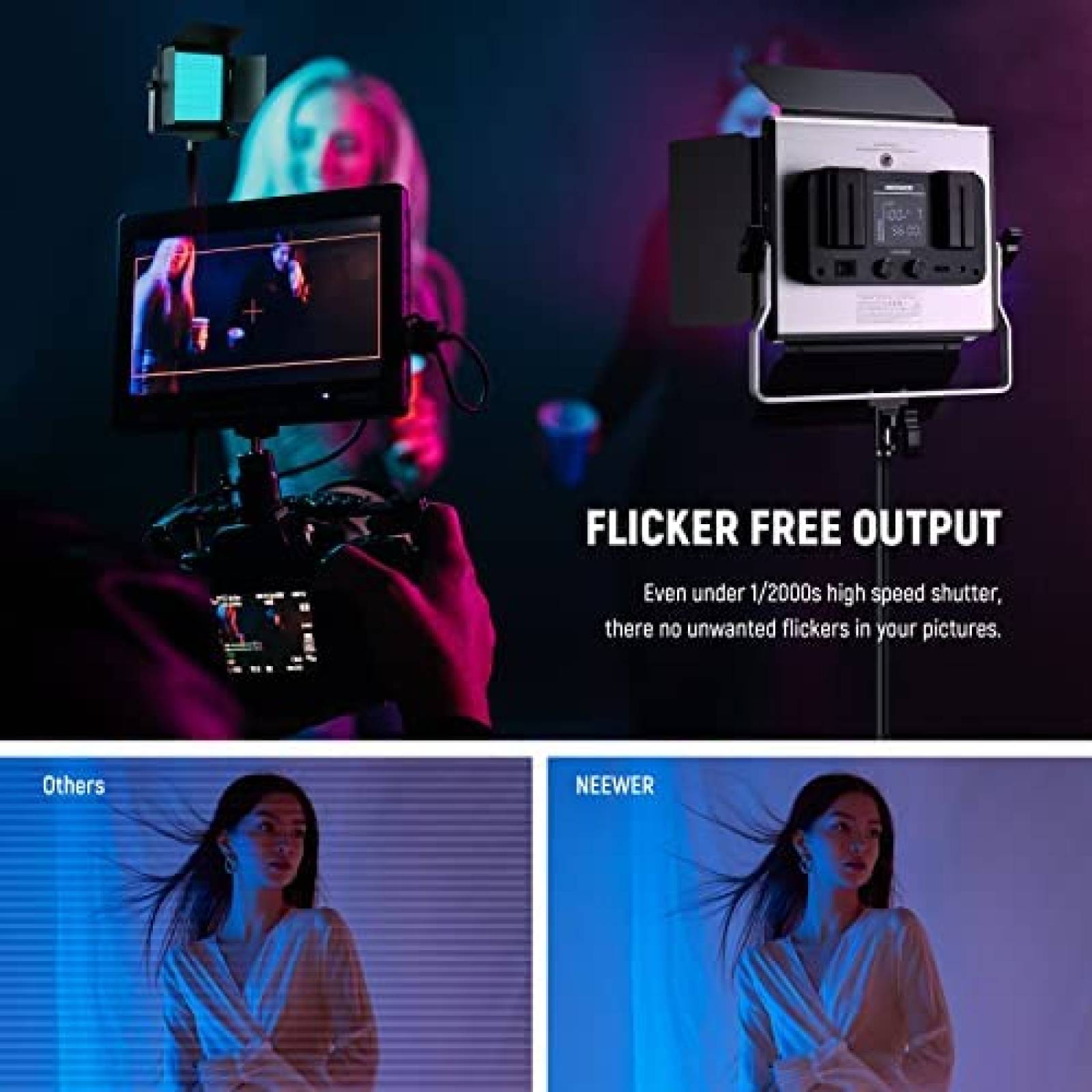 Kit de Iluminacion Neewer RGB/CRI97+/3200K ~ 5600K -Negro