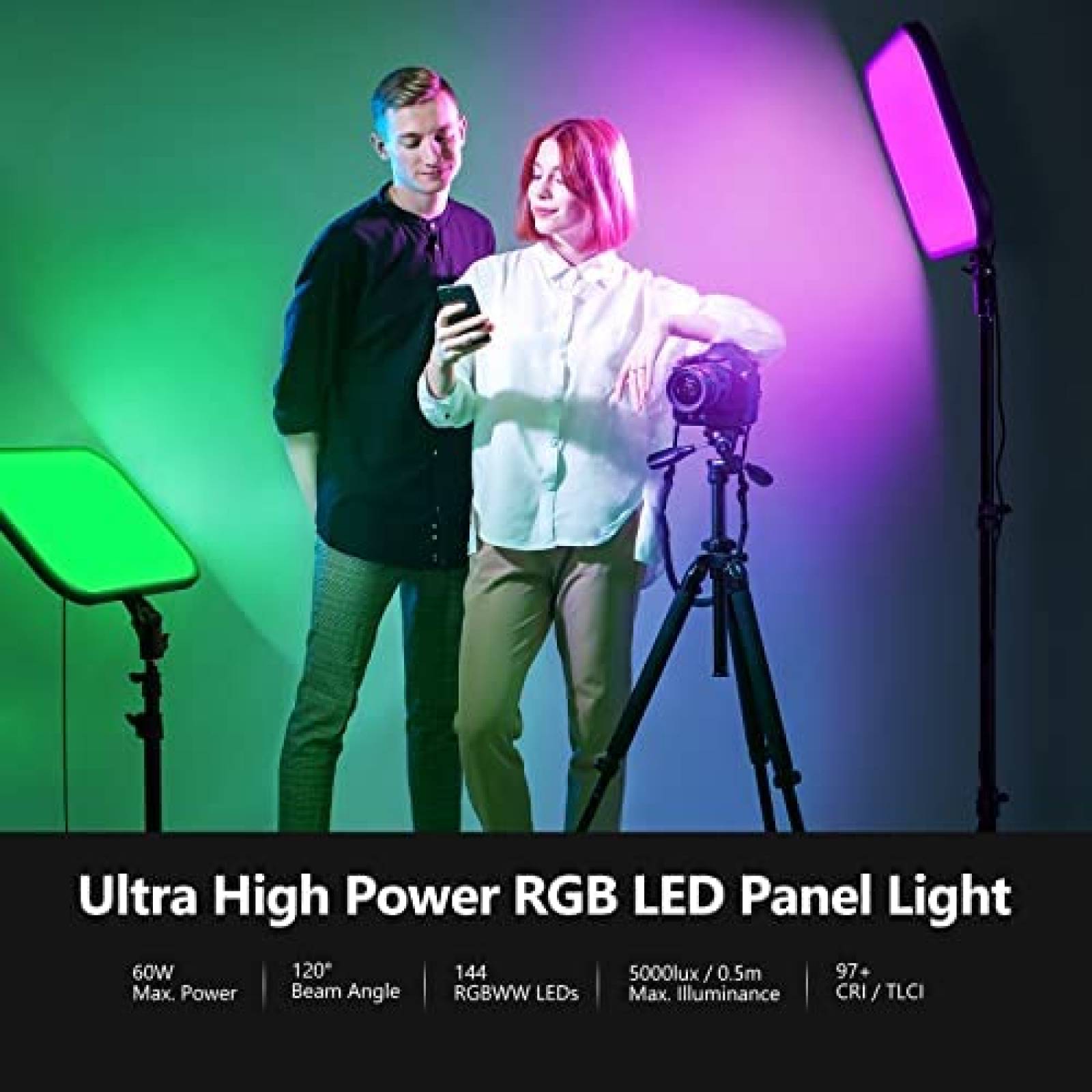 Kit Panel de Luz Neewer 18'' 60W Rgb 2500K- 8500k Led -2 pcs