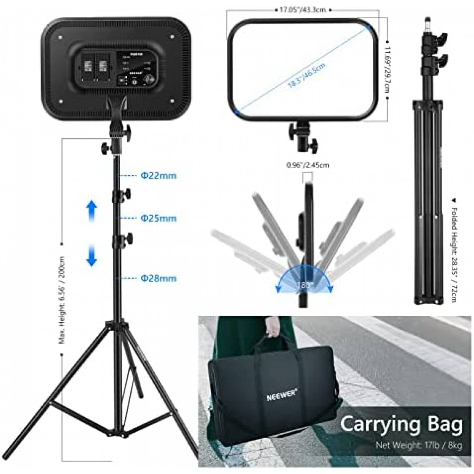 Kit Panel de Luz Neewer 18'' 60W Rgb 2500K- 8500k Led -2 pcs