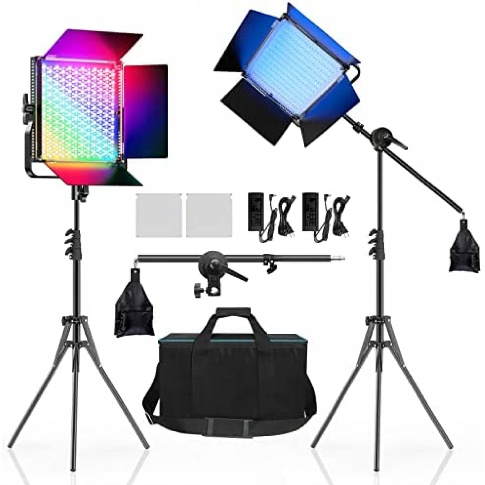 Kit De Iluminacion Fotografica IVISII RGB LED 45W -Negro