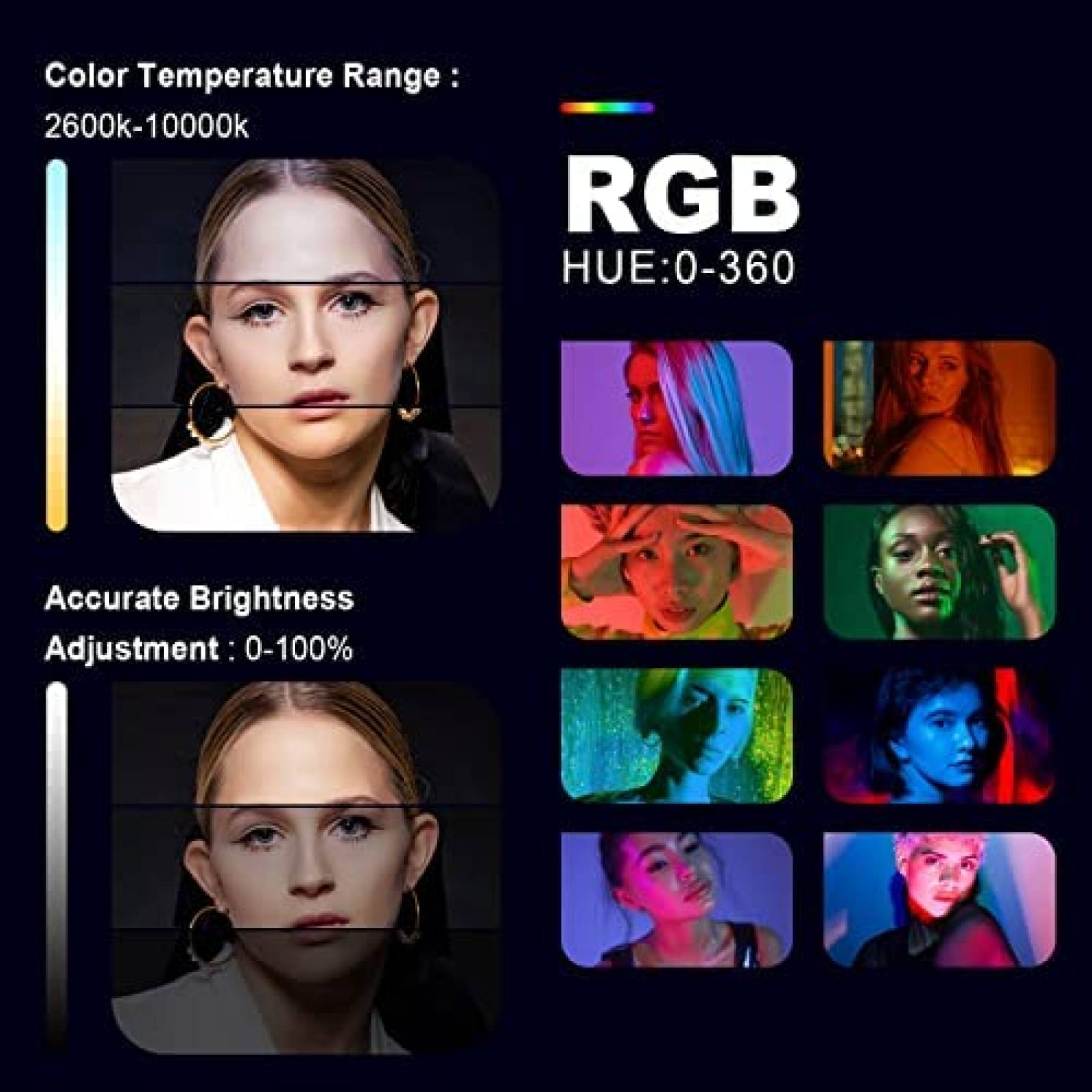 Kit De Iluminacion Fotografica IVISII RGB LED 45W -Negro