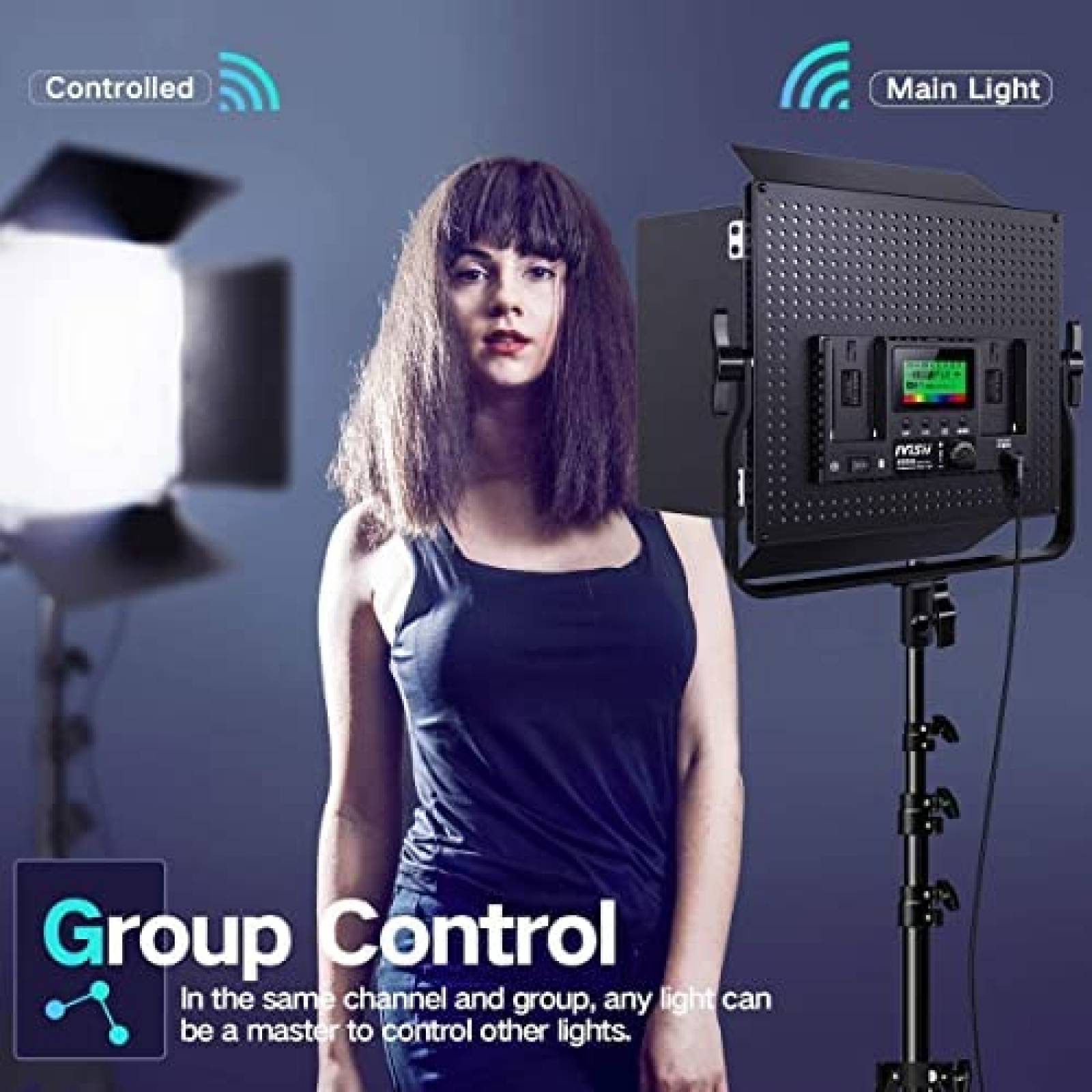 Kit De Iluminacion Fotografica IVISII RGB LED 45W -Negro
