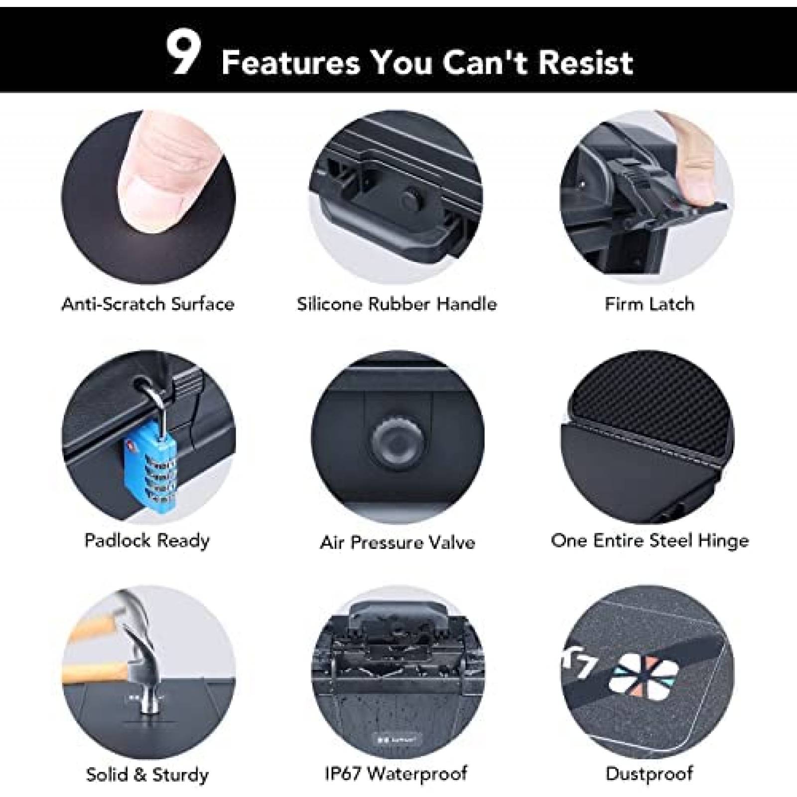 Estuche Lykus HC-5220 Ruedas Espuma Personalizable -Negro