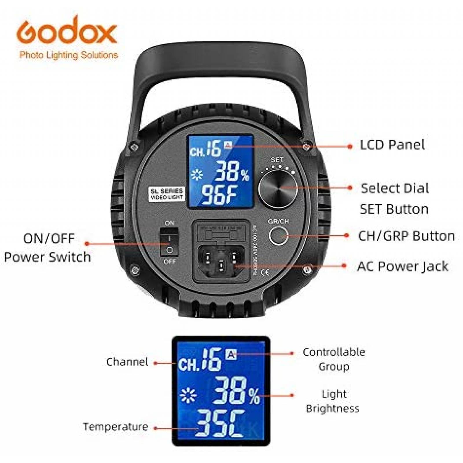 Luz de Video/Fotografia Continua GODOX LED 60W -Negro