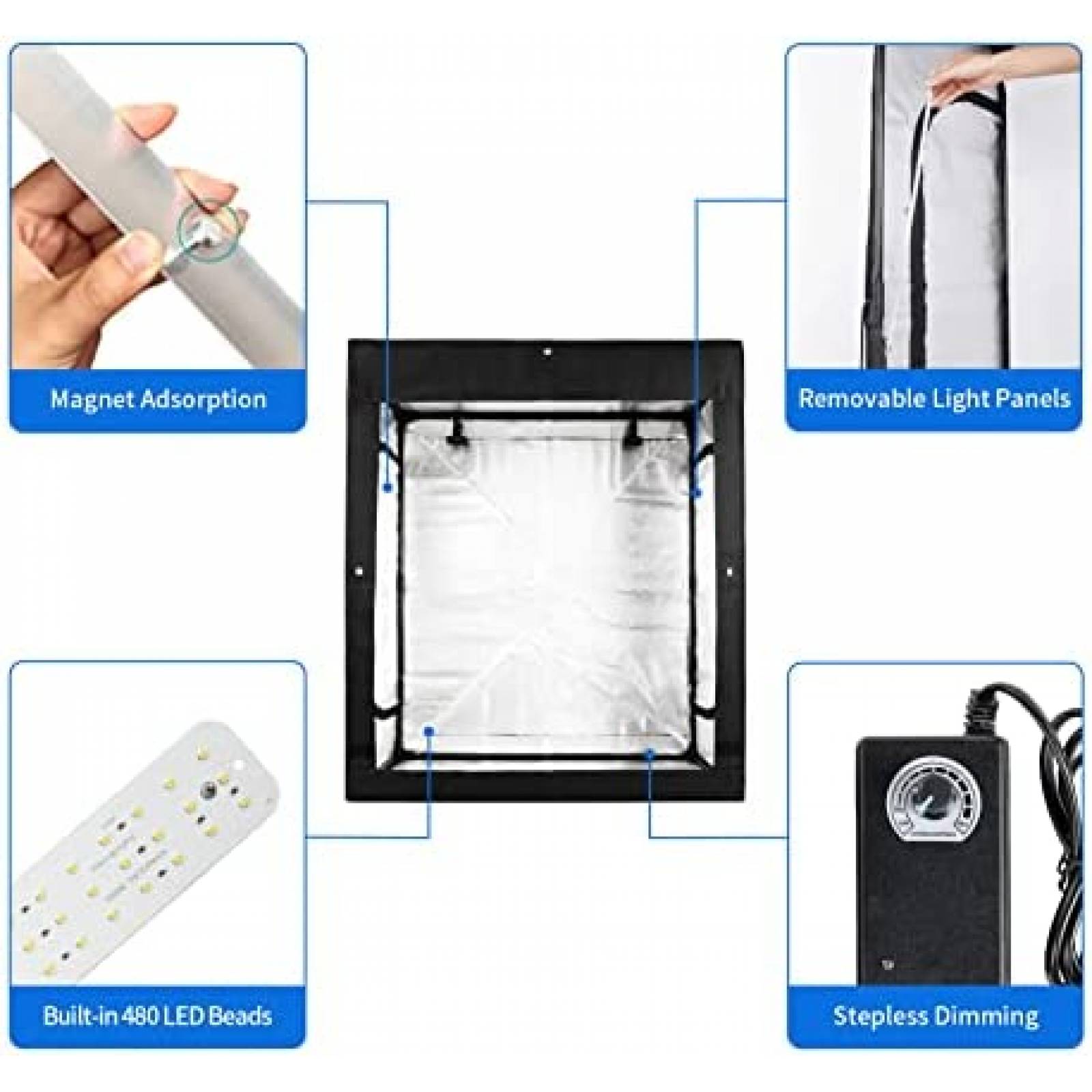 Caja de Luz Fotografia Selens 62x47x31in Grande con Tira LED