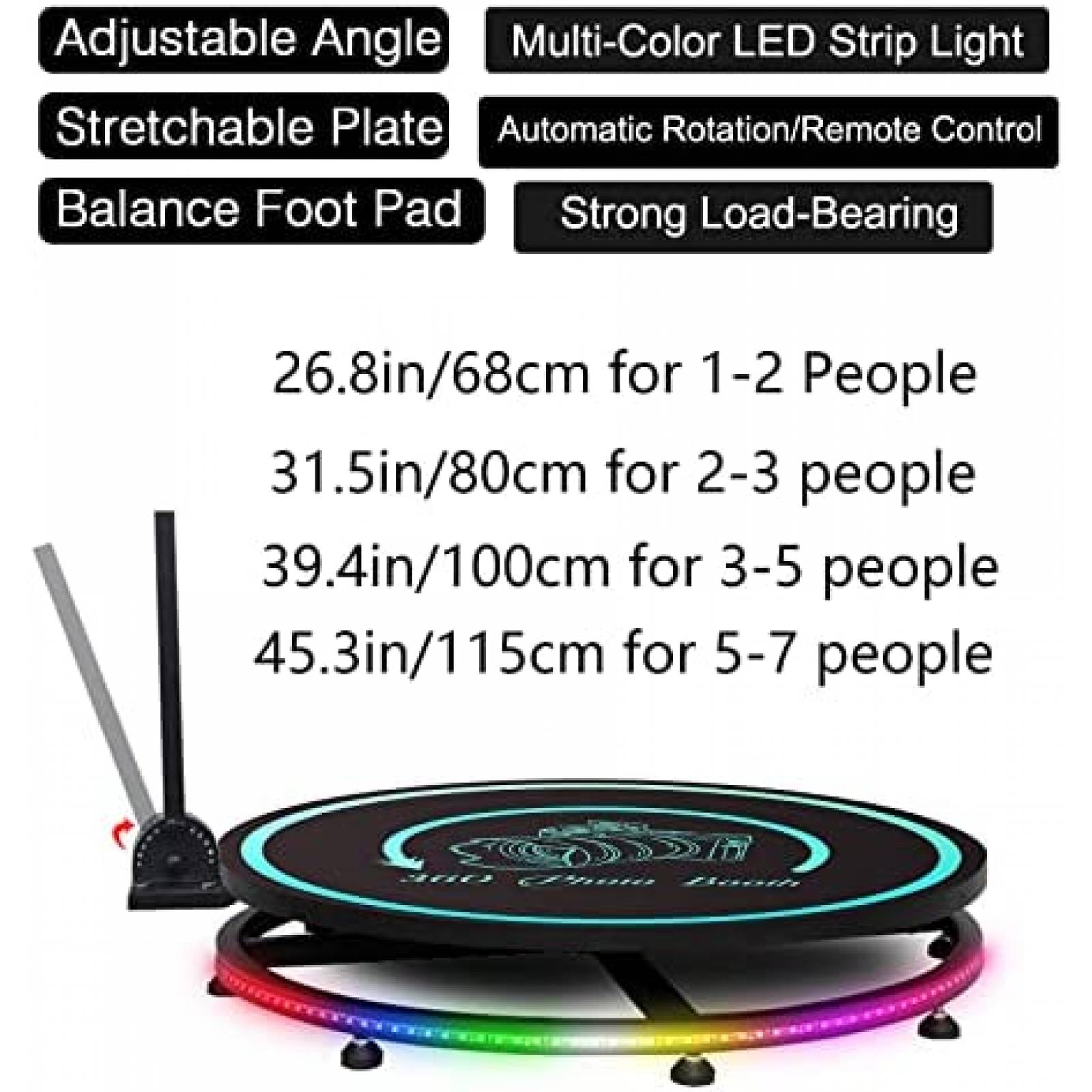 Photobooth Giratorio MWE 360 68cm para 2p con Aro de Luz