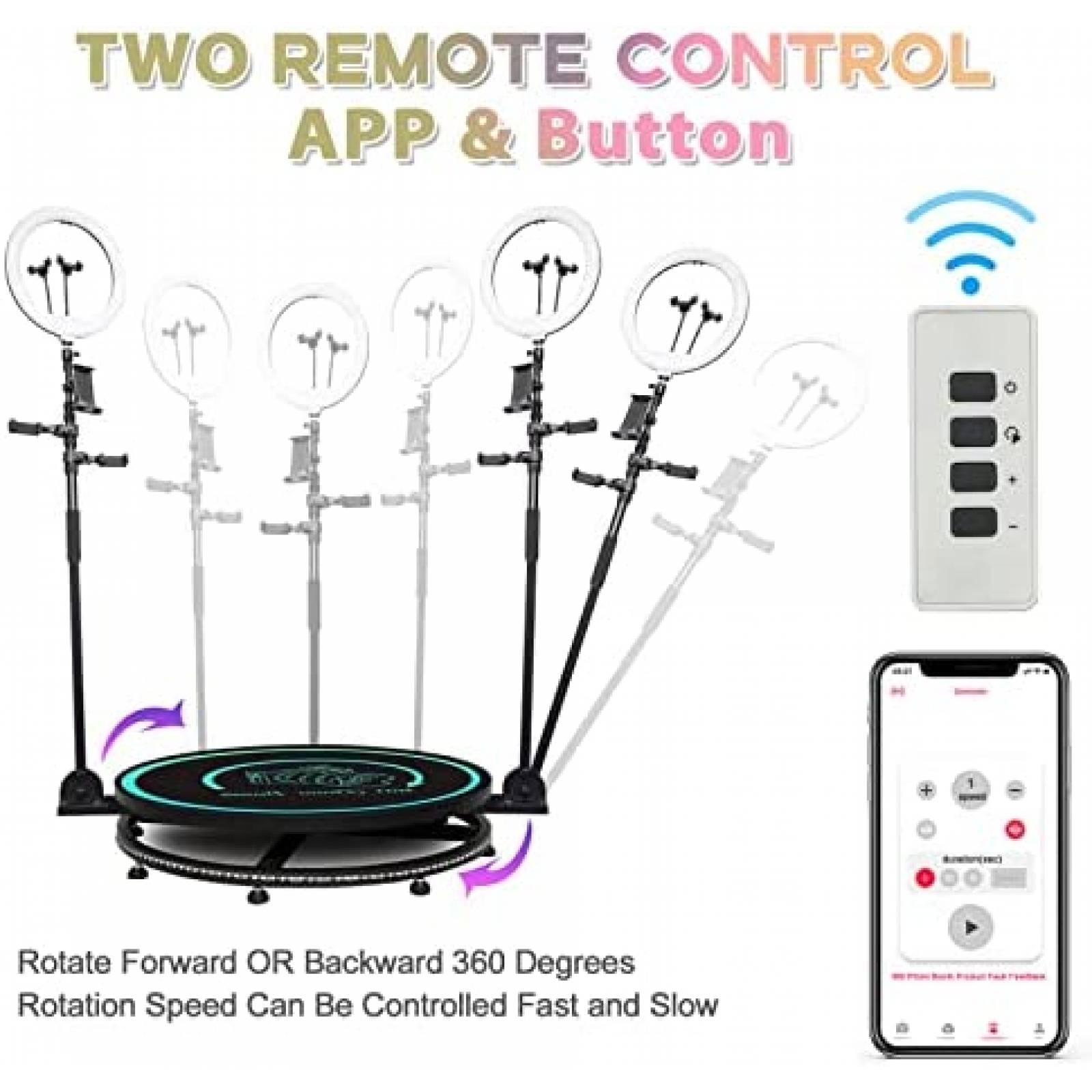 Photobooth Giratorio MWE 360 68cm para 2p con Aro de Luz