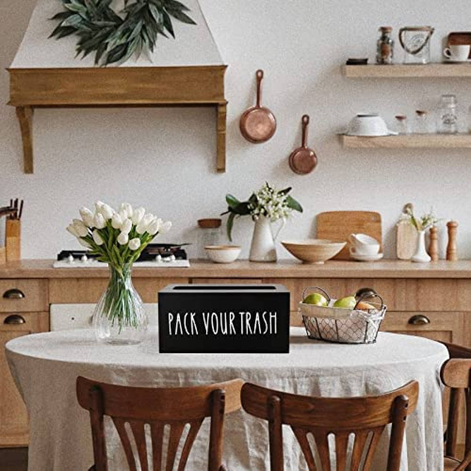 Dispensador De Bolsas De Basura CHONIC Madera -Negro