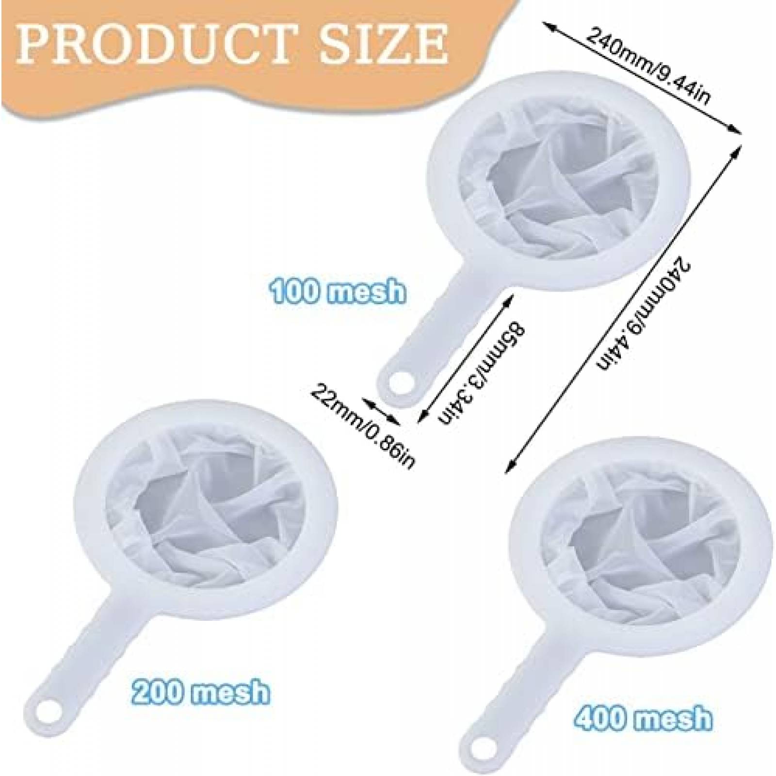 Colador para Jugo GERILKAI 3 Pzs 100/200/400 -Blanco