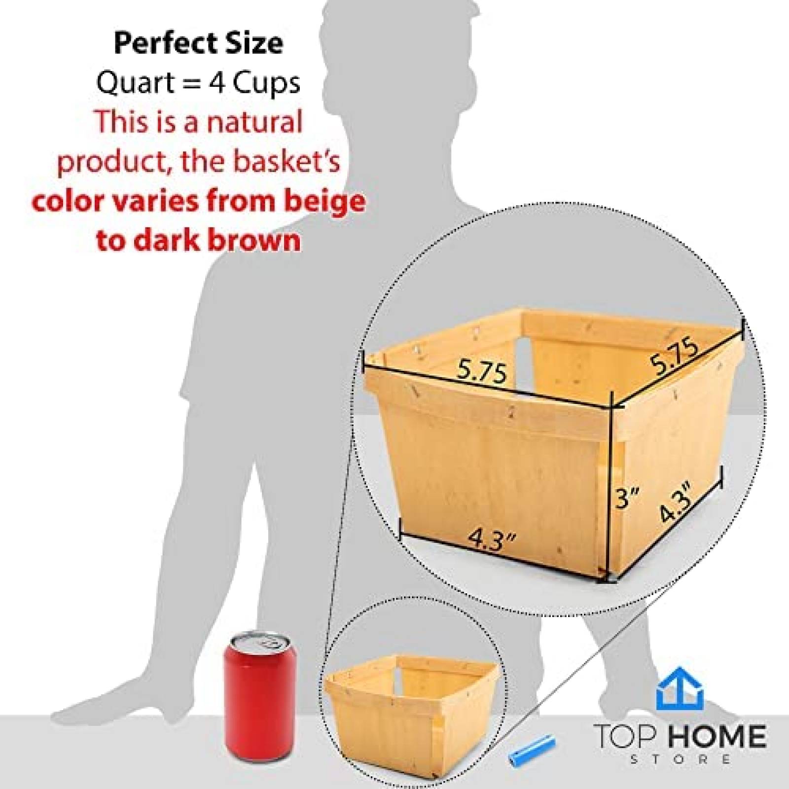 10 Cestas de Regalo de Madera TOP HOME STORE Cuadradas -Cafe