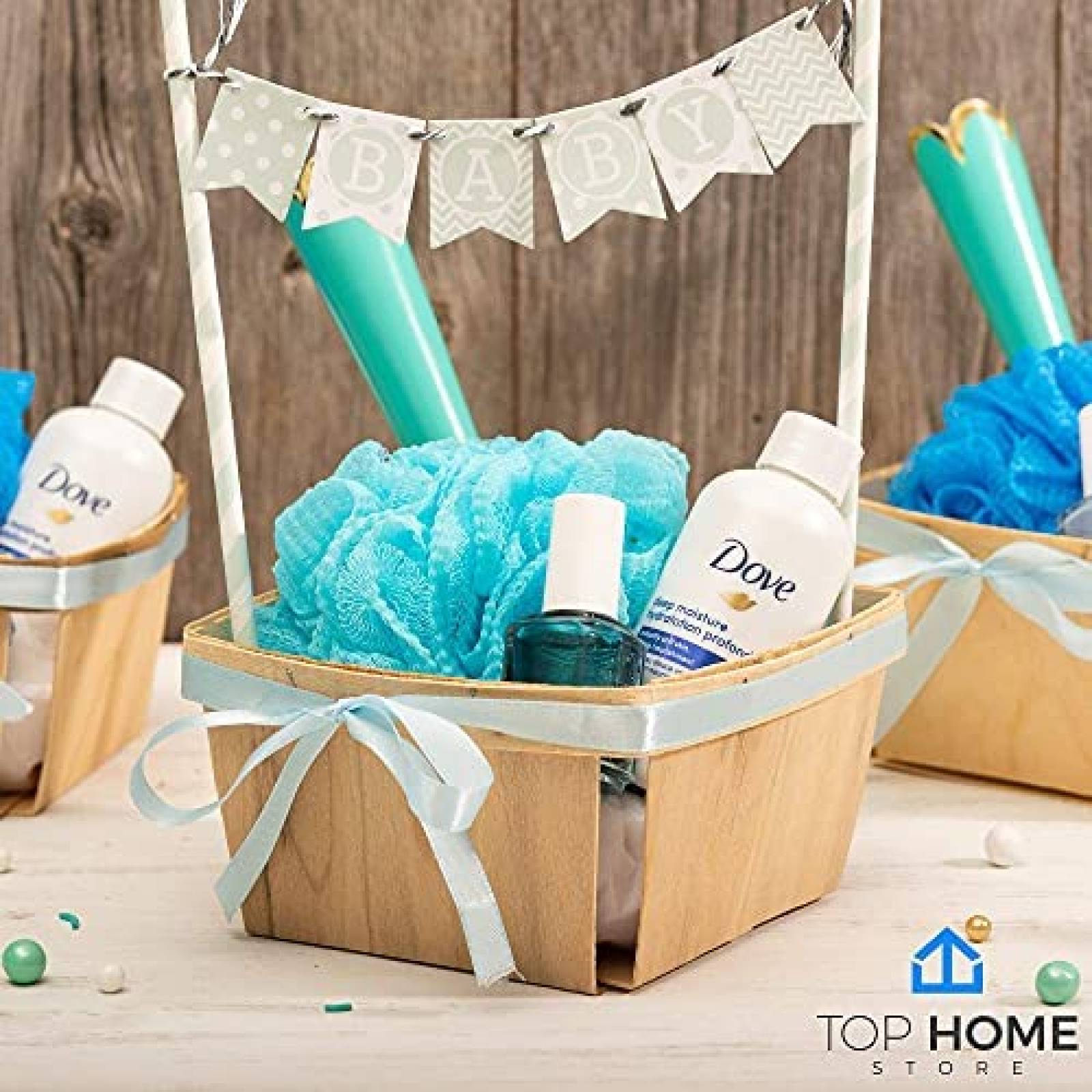 10 Cestas de Regalo de Madera TOP HOME STORE Cuadradas -Cafe