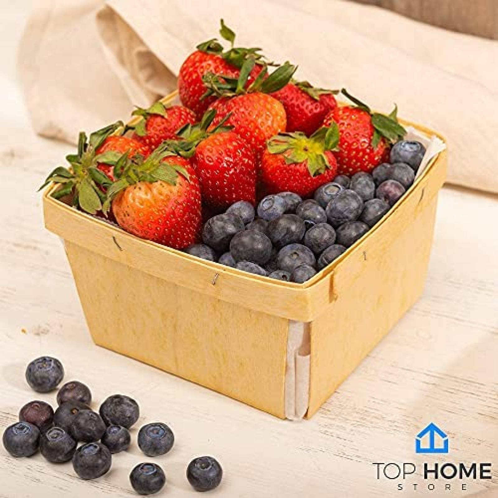 10 Cestas de Regalo de Madera TOP HOME STORE Cuadradas -Cafe