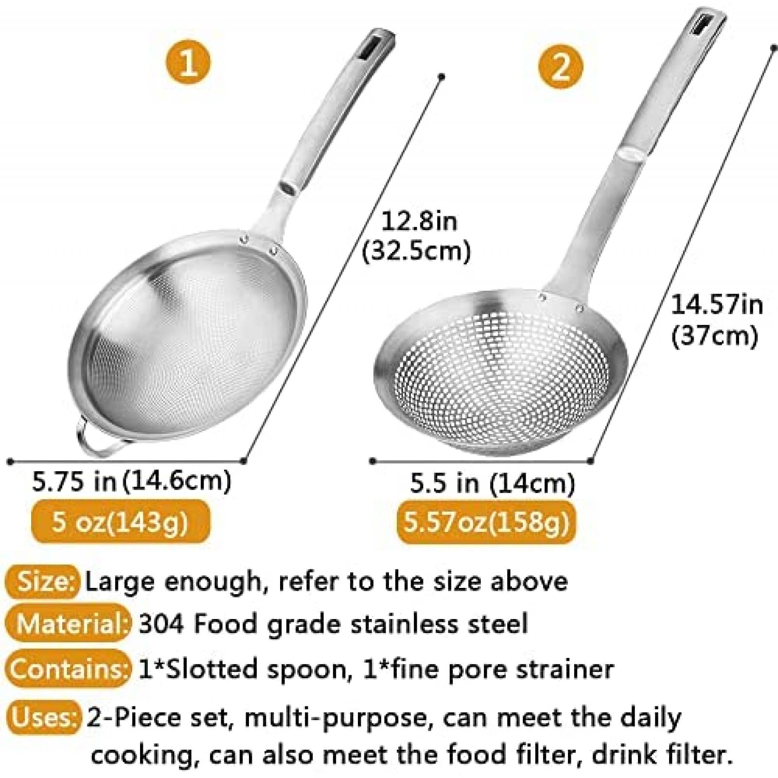 Juego de Coladores Collfa 2 Pzs Acero Inoxidable -Plata