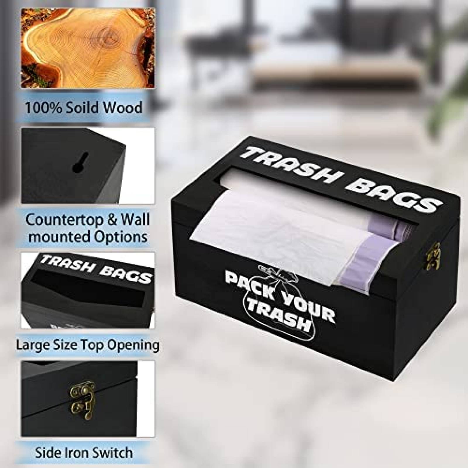 Dispensador De Bolsas De Basura Vootou Con Soporte -Negro