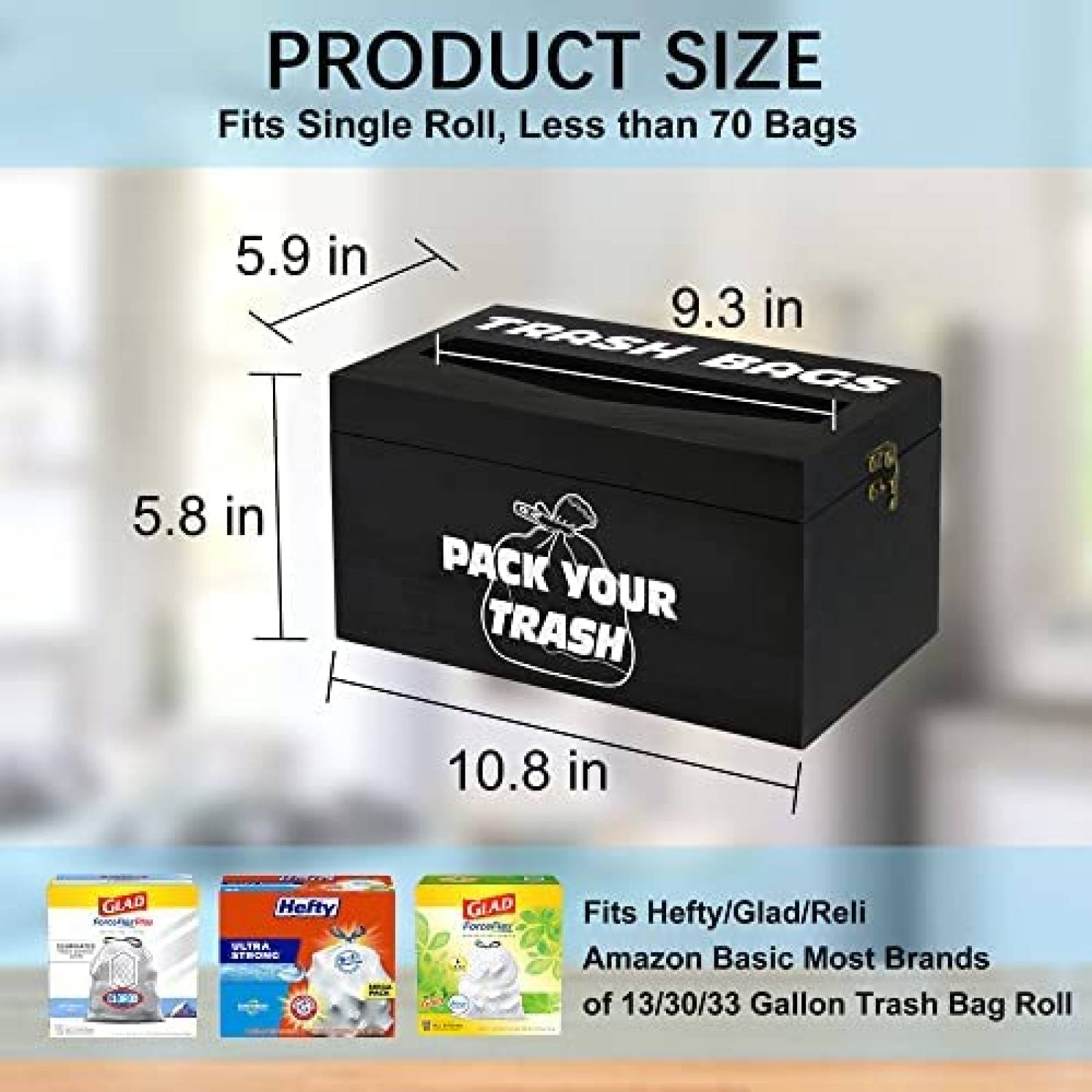 Dispensador De Bolsas De Basura Vootou Con Soporte -Negro