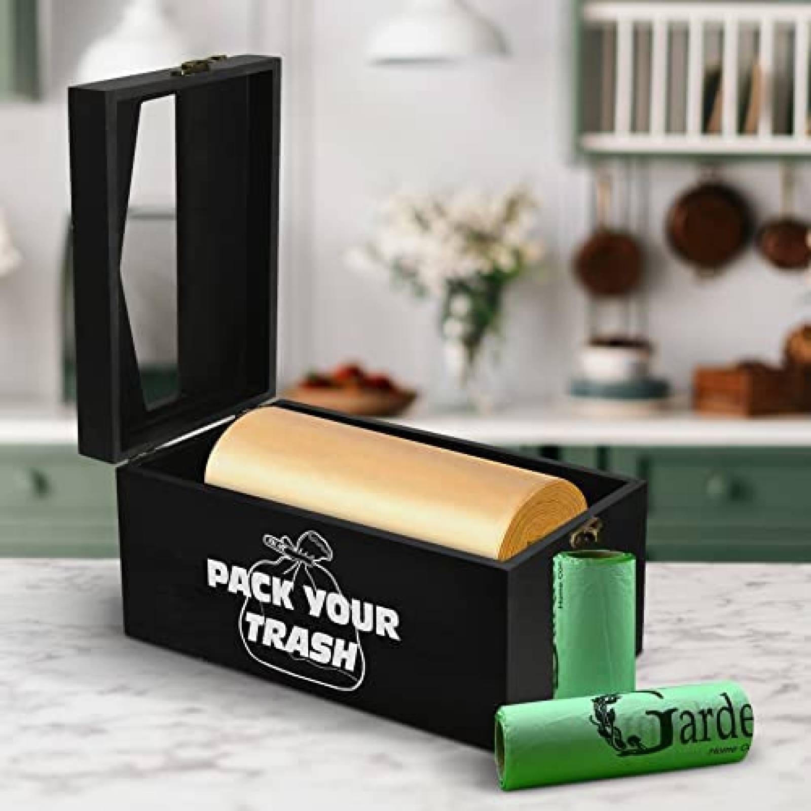 Dispensador De Bolsas De Basura Vootou Con Soporte -Negro