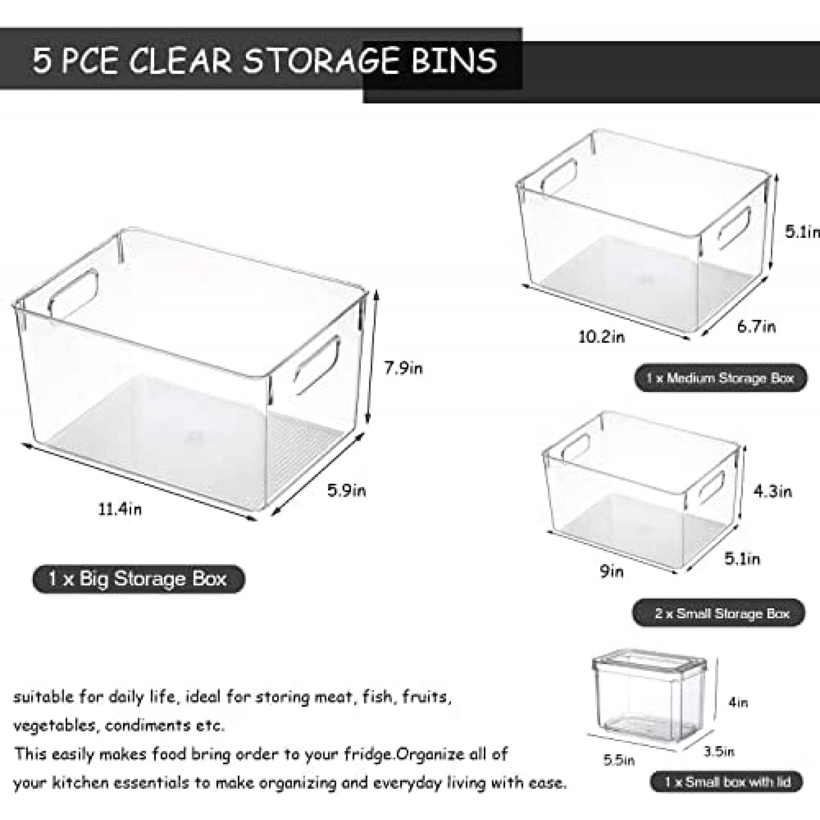 Organizadores De Alimentos ACIGI 5 Piezas Cestas -Blanco