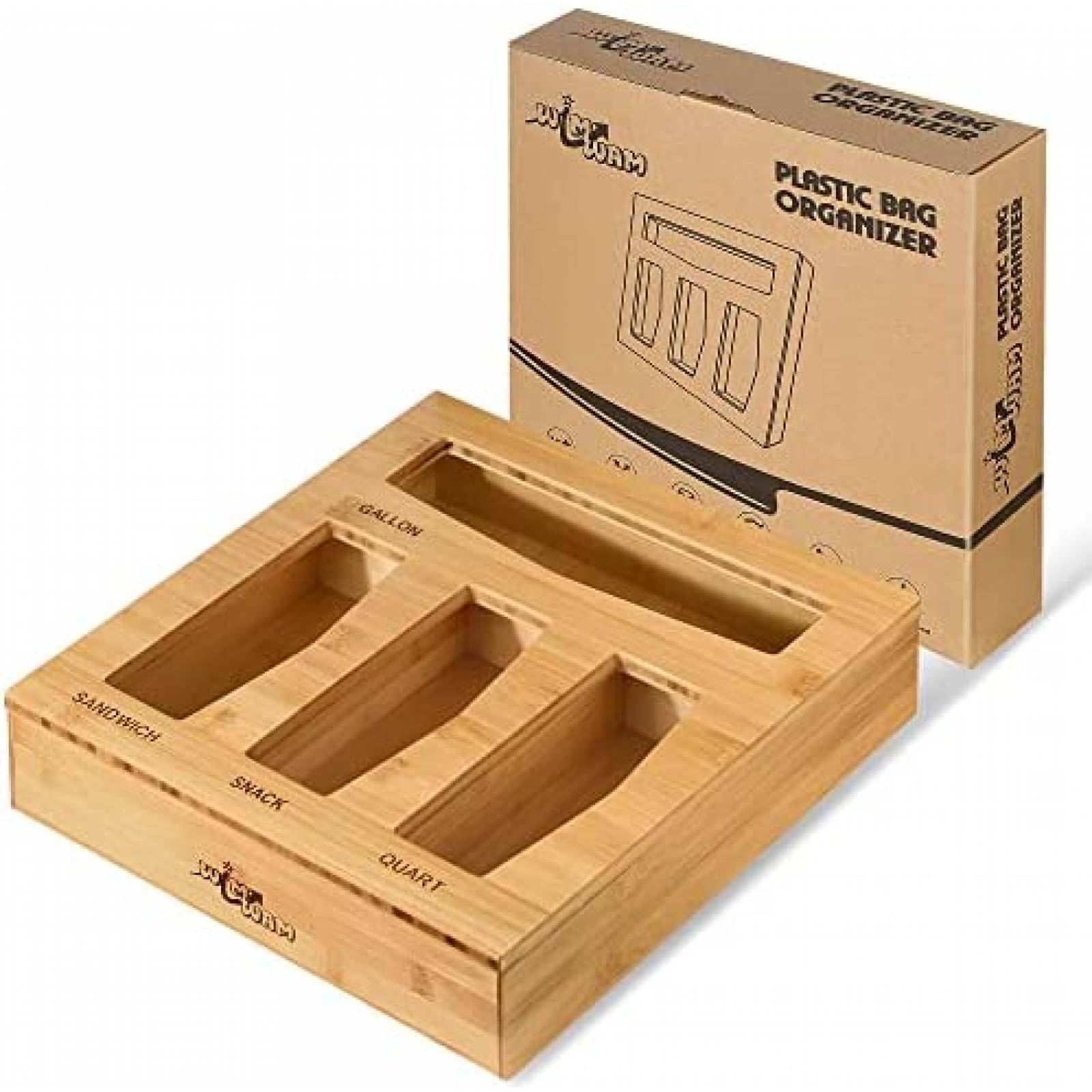 Organizador De Bolsas Ziplock WimWam Bamboo Dispensador Cafe