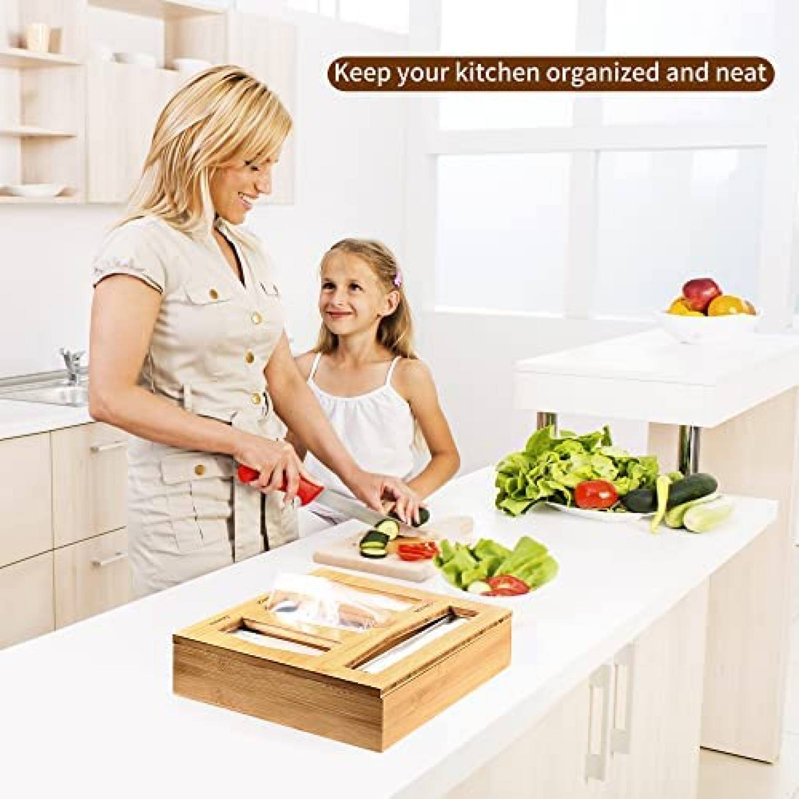 Organizador De Bolsas Ziplock WimWam Bamboo Dispensador Cafe