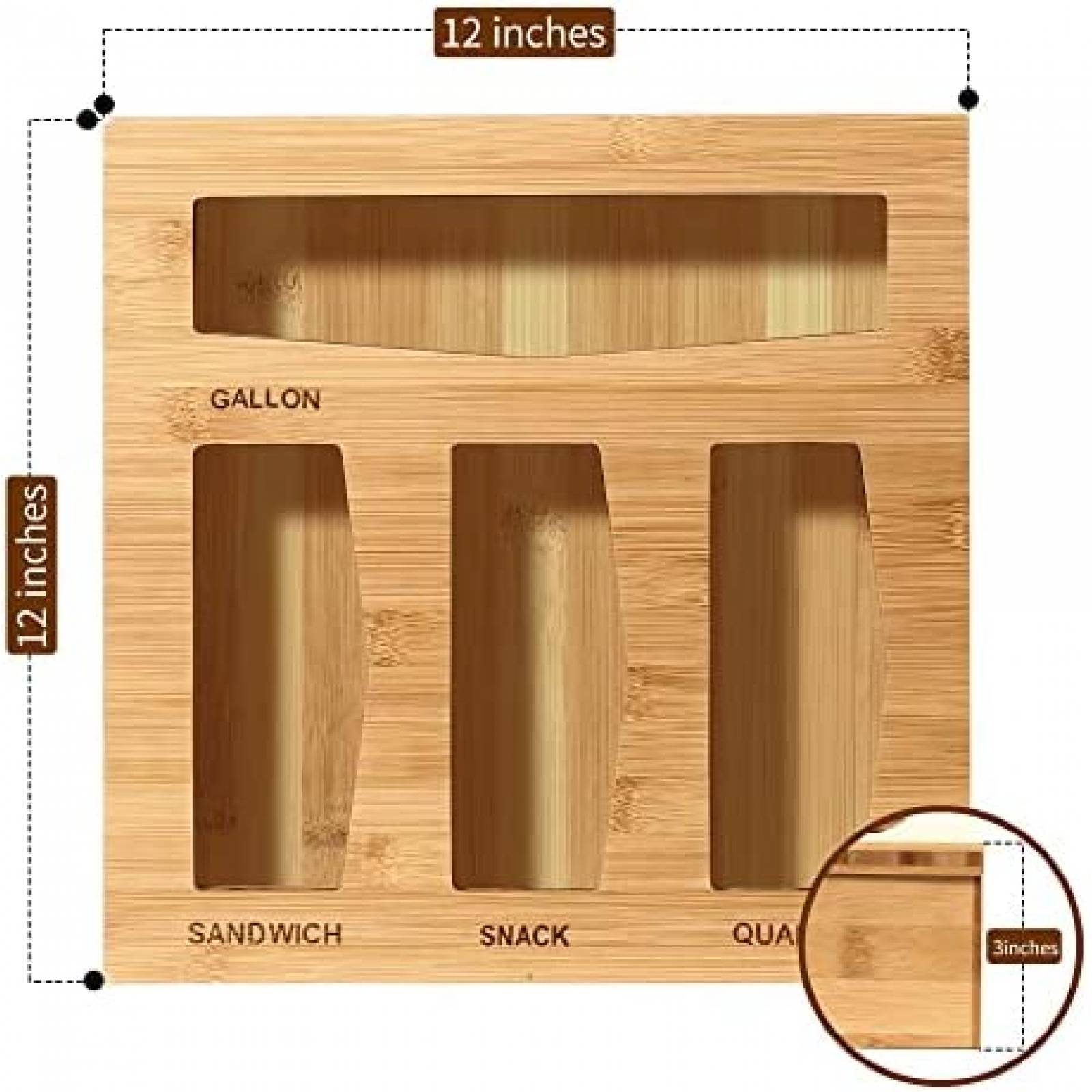 Organizador De Bolsas Ziplock WimWam Bamboo Dispensador Cafe