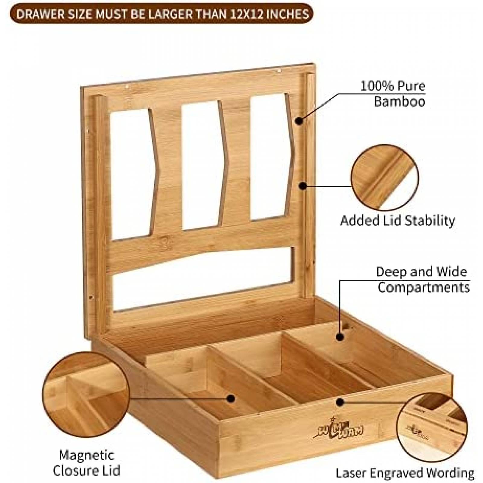 Organizador De Bolsas Ziplock WimWam Bamboo Dispensador Cafe