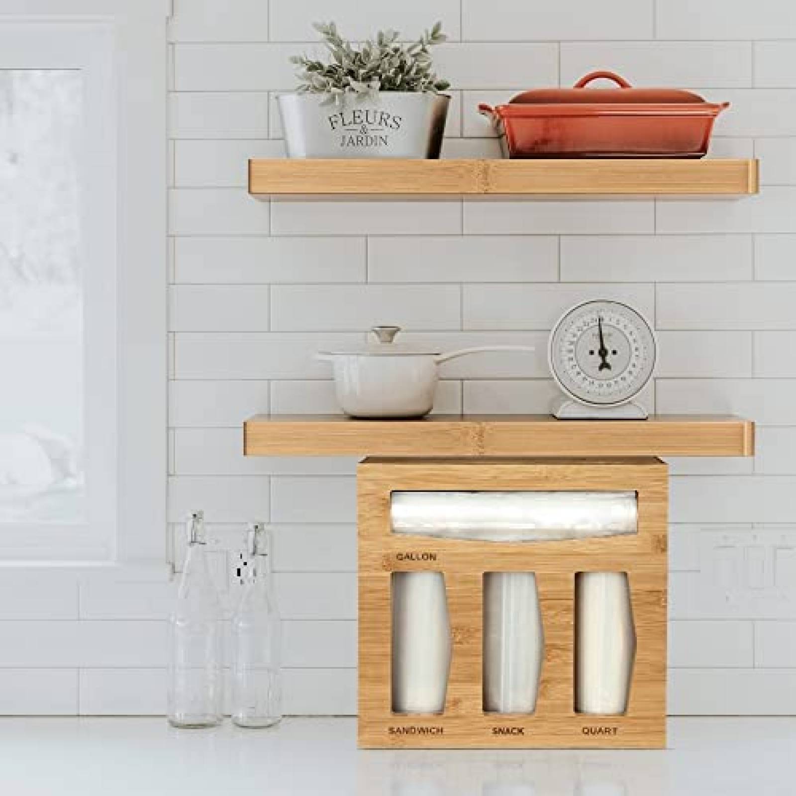 Organizador De Bolsas Ziplock WimWam Bamboo Dispensador Cafe