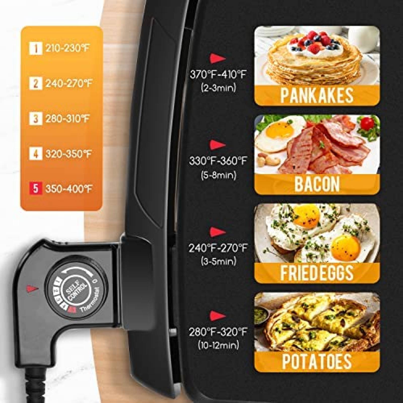 Parrilla Electrica Aigostar 20" x 10" Antiadherente 1500W