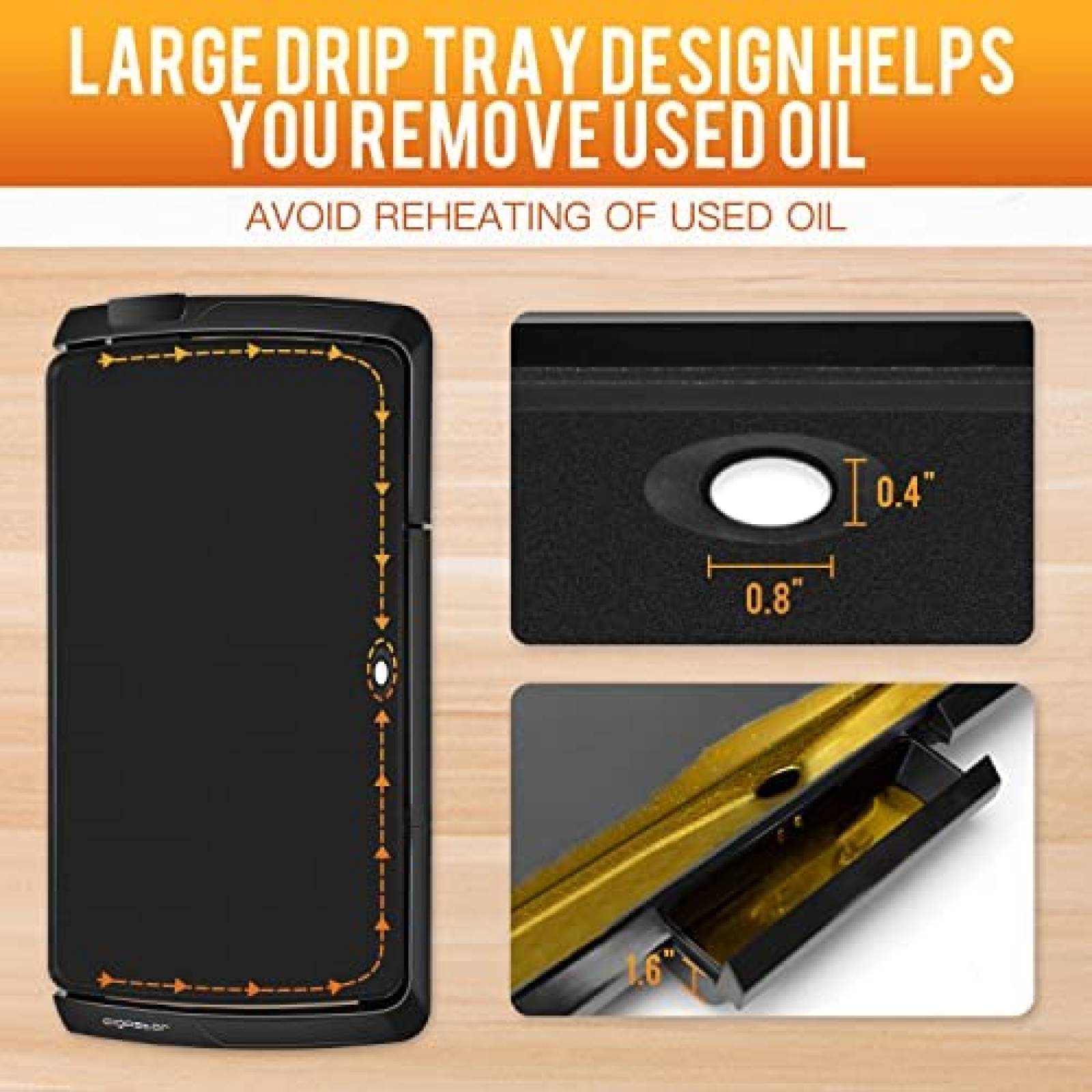 Parrilla Electrica Aigostar 20" x 10" Antiadherente 1500W