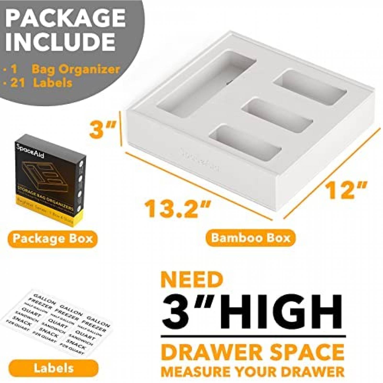 Organizador De Bolsas Ziplock Y Papel Aluminio - Dispensador 5 En 1, Madera, 40x31.6x7.2 Cm
