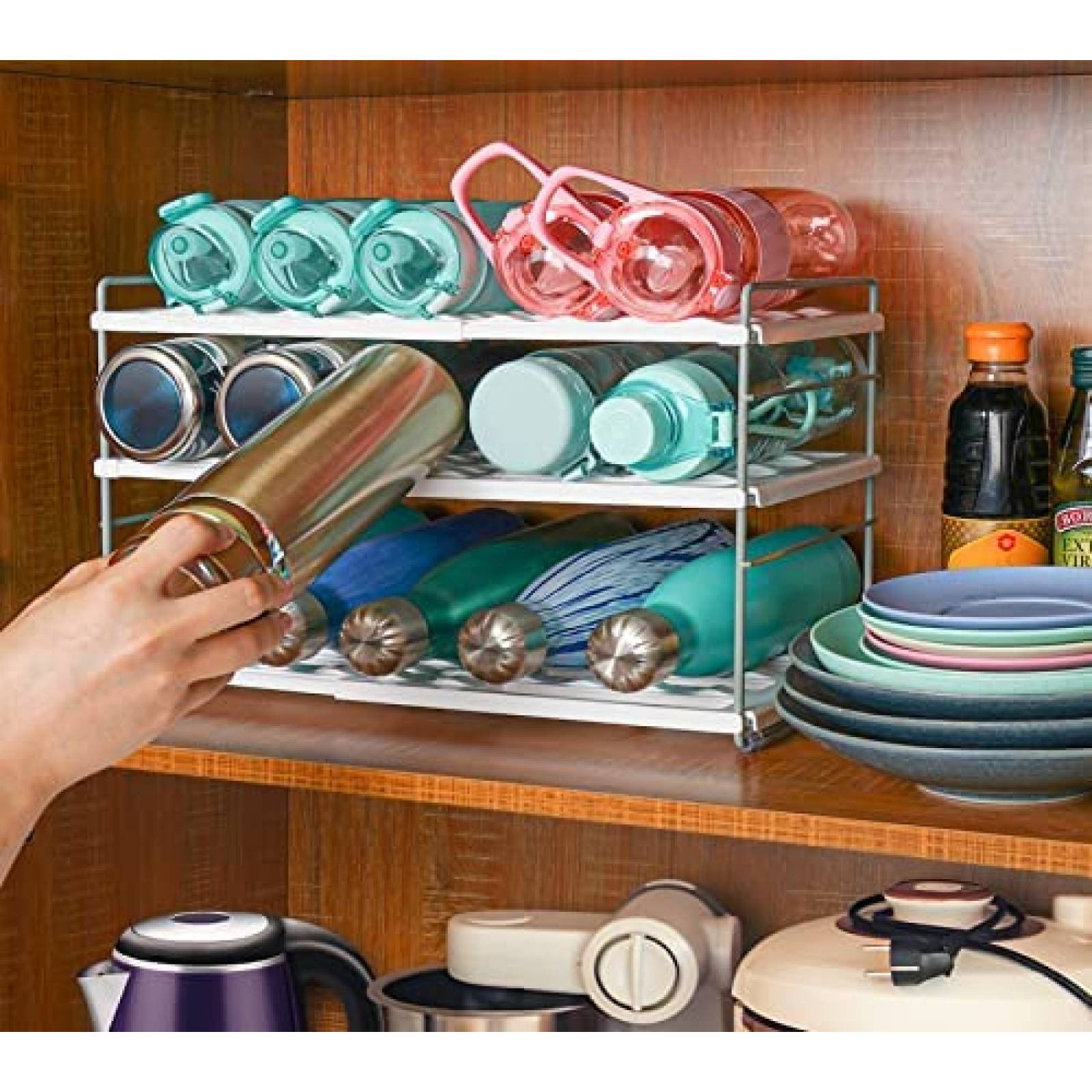 Organizador De Botellas Boailydi 3 Niveles -Blanco