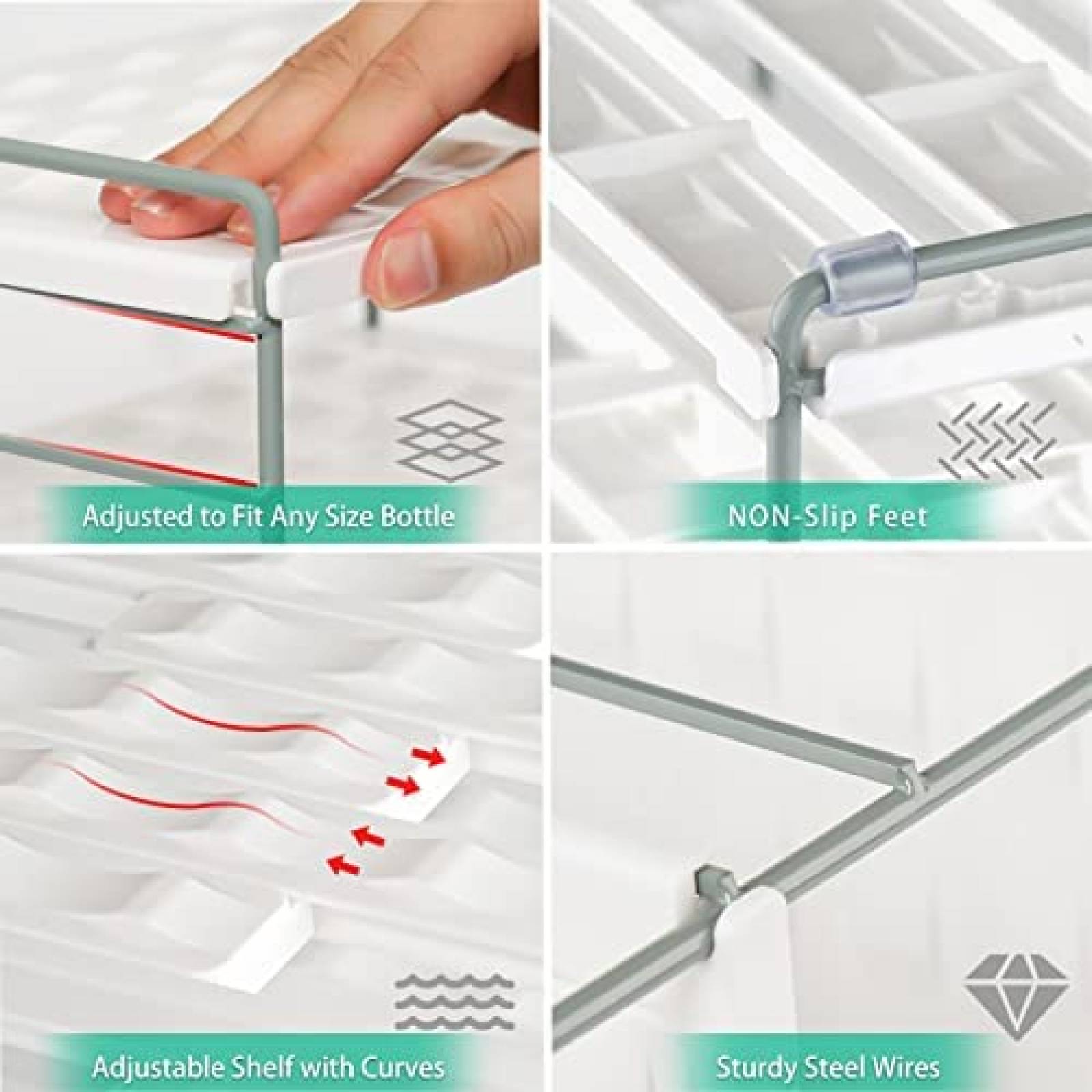 Organizador De Botellas Boailydi 3 Niveles -Blanco