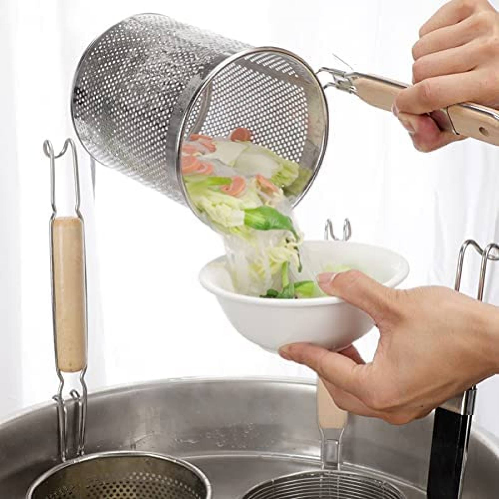 Colador para Pasta Yotbule de Acero Inoxidable 4 Pzs -Plata