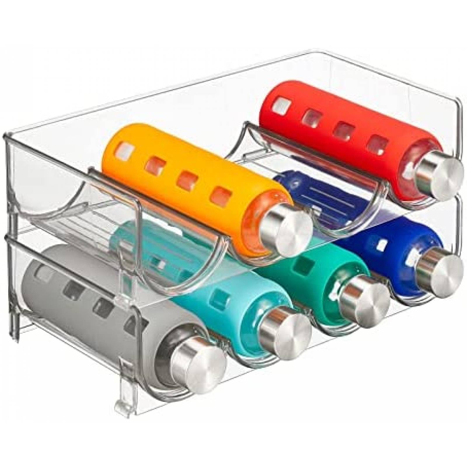 Estante De Almacenamiento De Botellas mDesign Plastico Plata