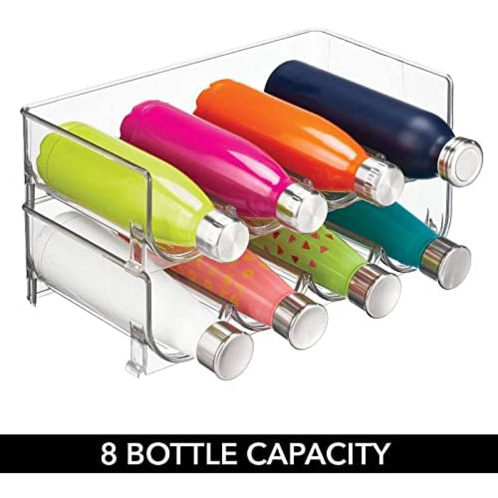 Estante De Almacenamiento De Botellas mDesign Plastico Plata