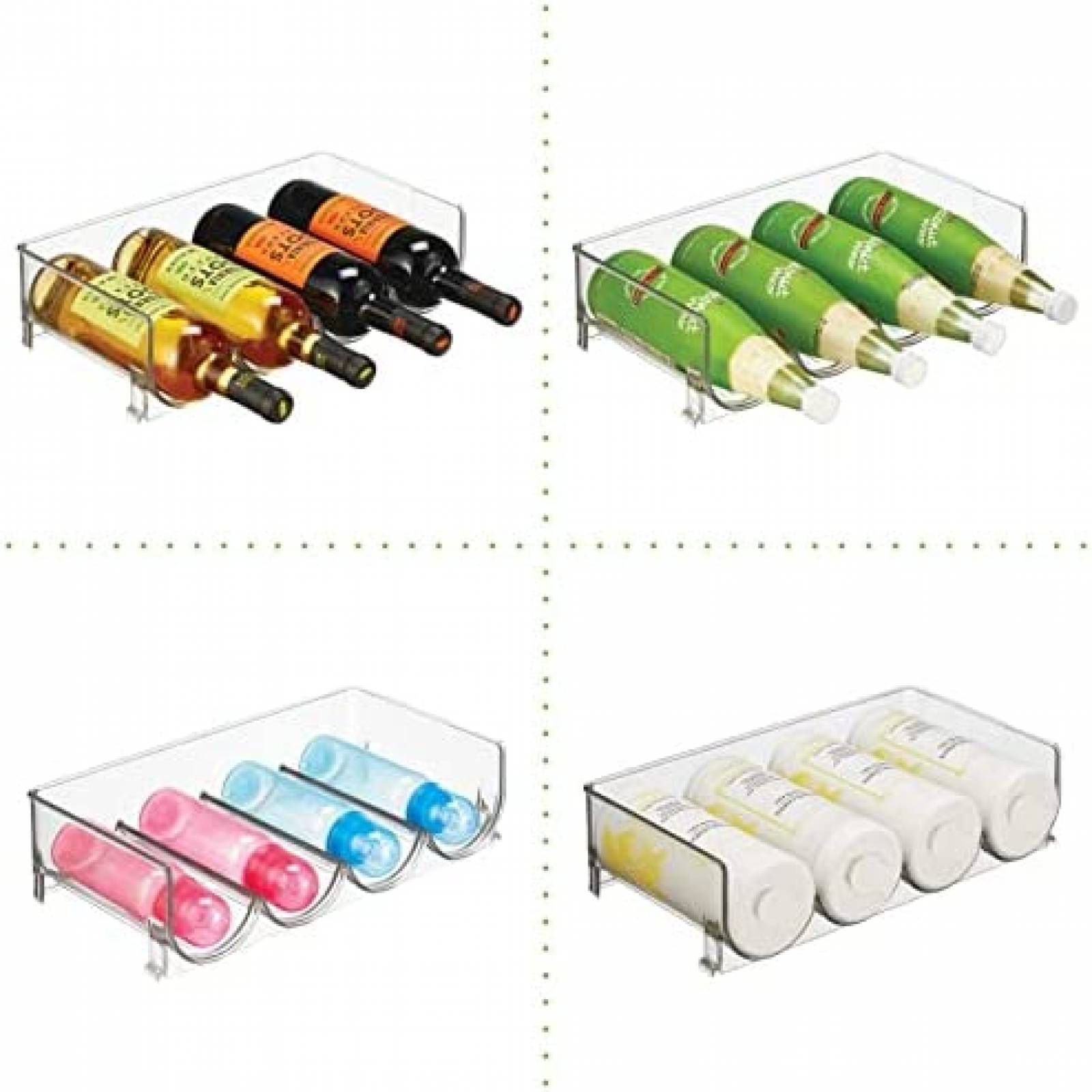 Estante De Almacenamiento De Botellas mDesign Plastico Plata