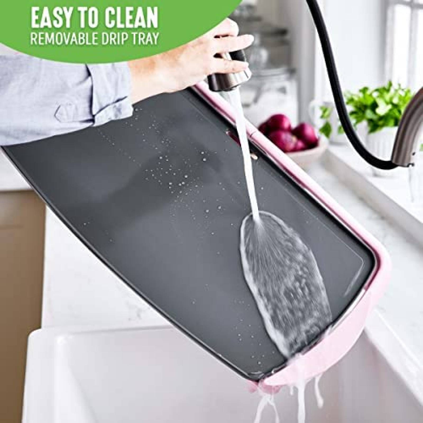 Parrilla Electrica GreenLife 20" Ceramica Libre PFAS -Rosa