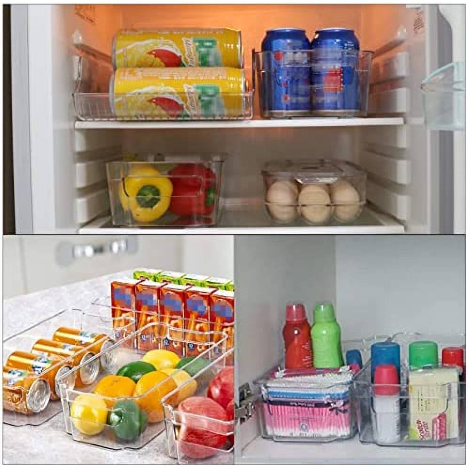 Organizador de nevera, 16 cubos organizadores de refrigerador, contenedores  transparentes para despensa y organizador de refrigerador, contenedores de