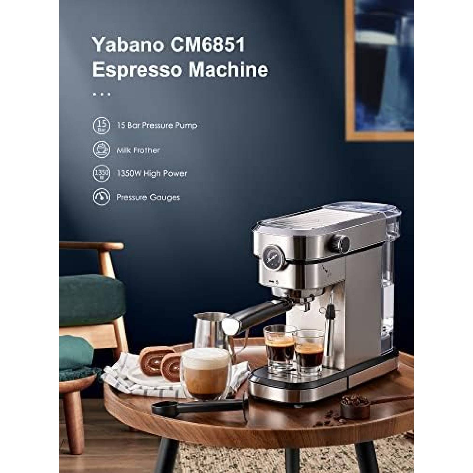 Cafetera espresso con espumador de leche, SEVERIN, con set barrista, KA  5995