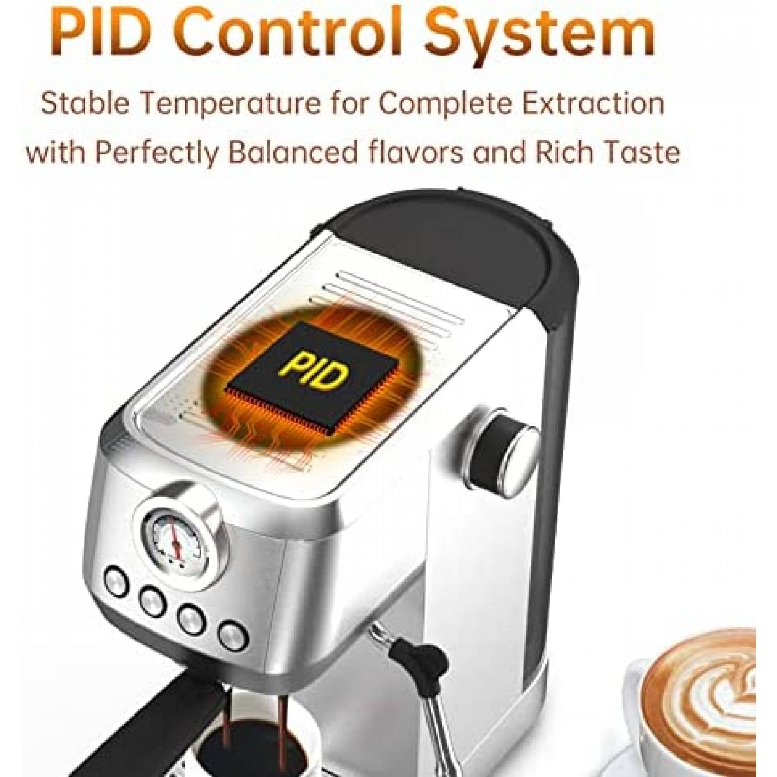 Cafetera MAttinata Vaporizador de Leche 20 Bares -Plata