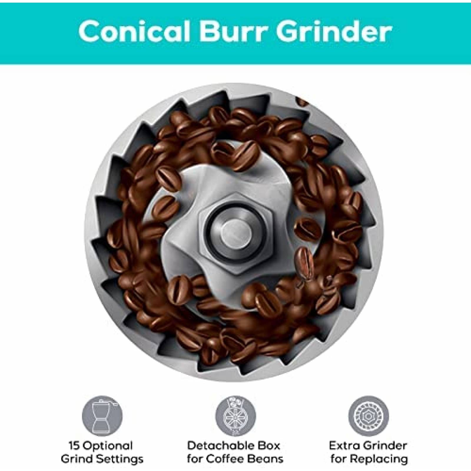 Cafetera CASABREWS Con Molinillo Pantalla LCD -Plata