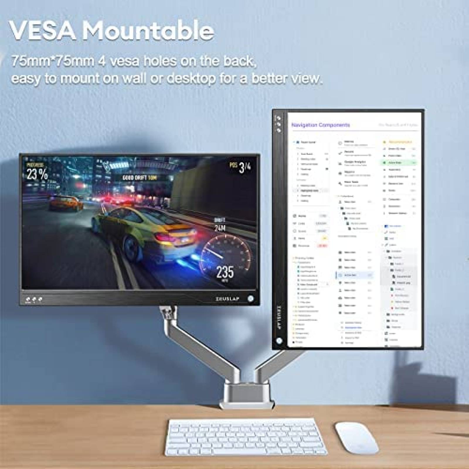 Monitor Portatil ZEUSLAP 15.6'' 1080p 120Hz FHD -Negro