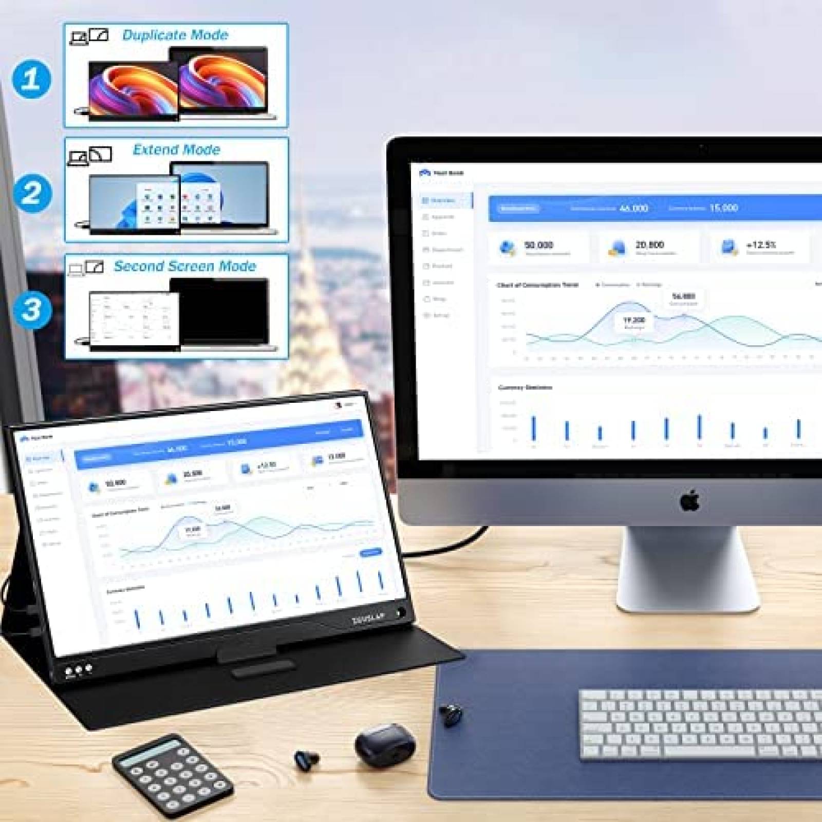 Monitor Portatil ZEUSLAP 15.6'' 1080p 120Hz FHD -Negro