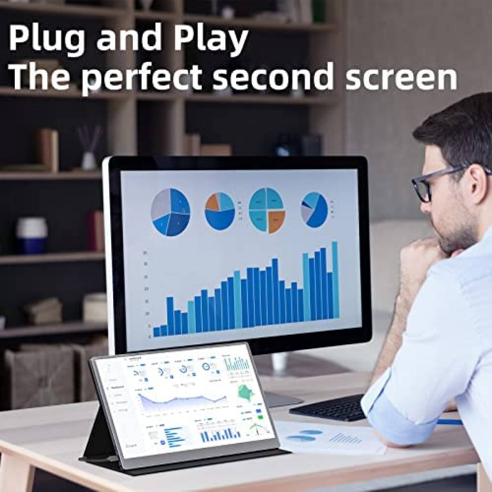 Kit de 2 Monitores Portatil Upperizon 15.6'' 1080P FHD -Gris