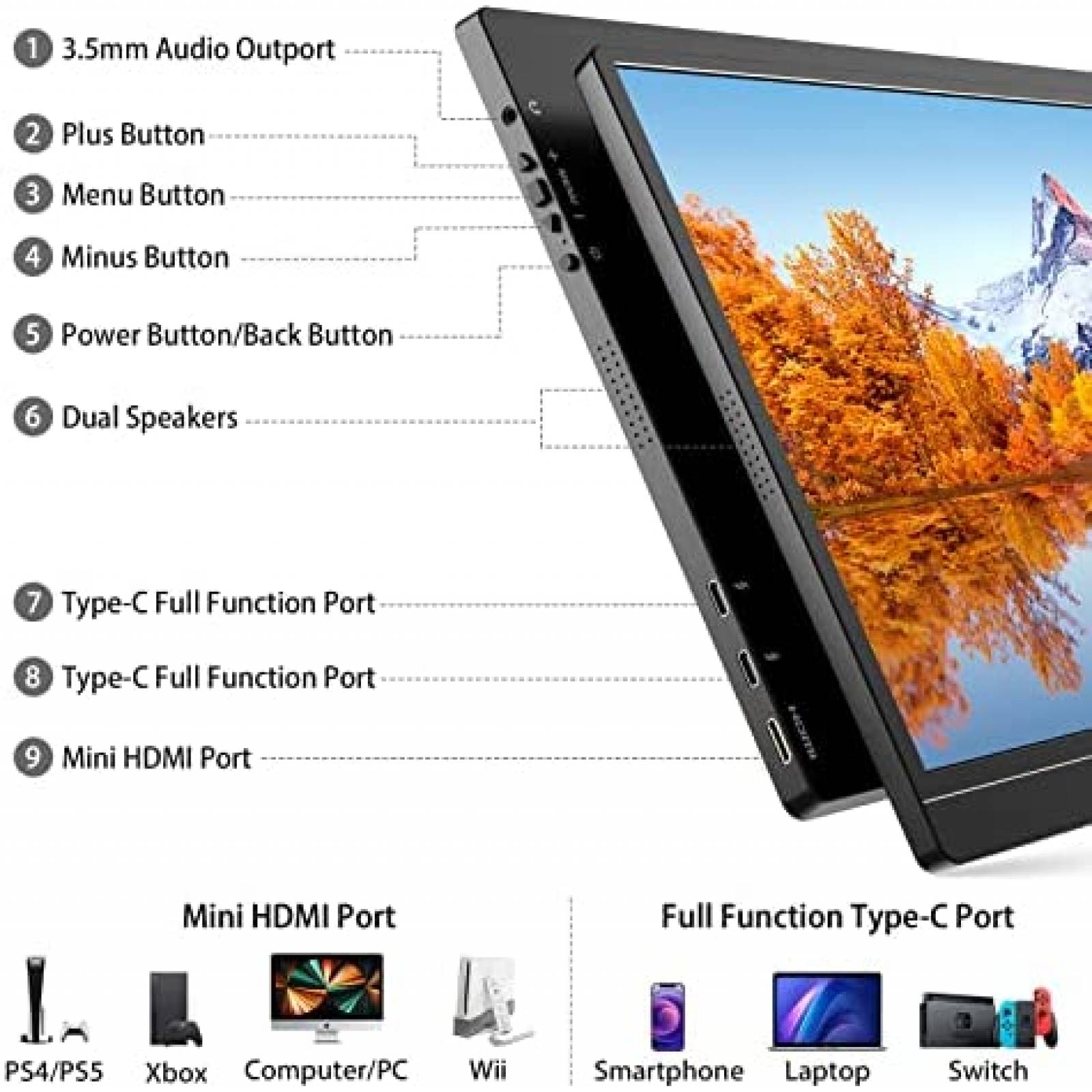 Paquete 2 Monitores Portatiles KYY 15.6" para Laptop Celular