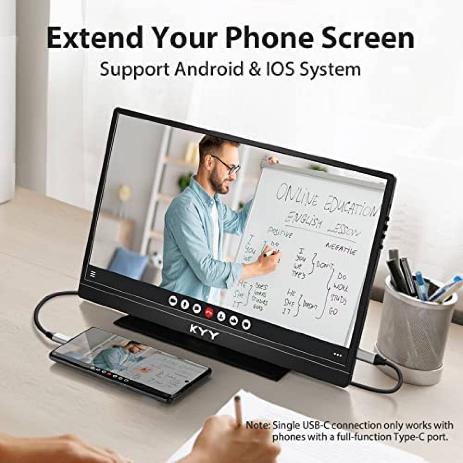 Paquete 2 Monitores Portatiles KYY 15.6" para Laptop Celular