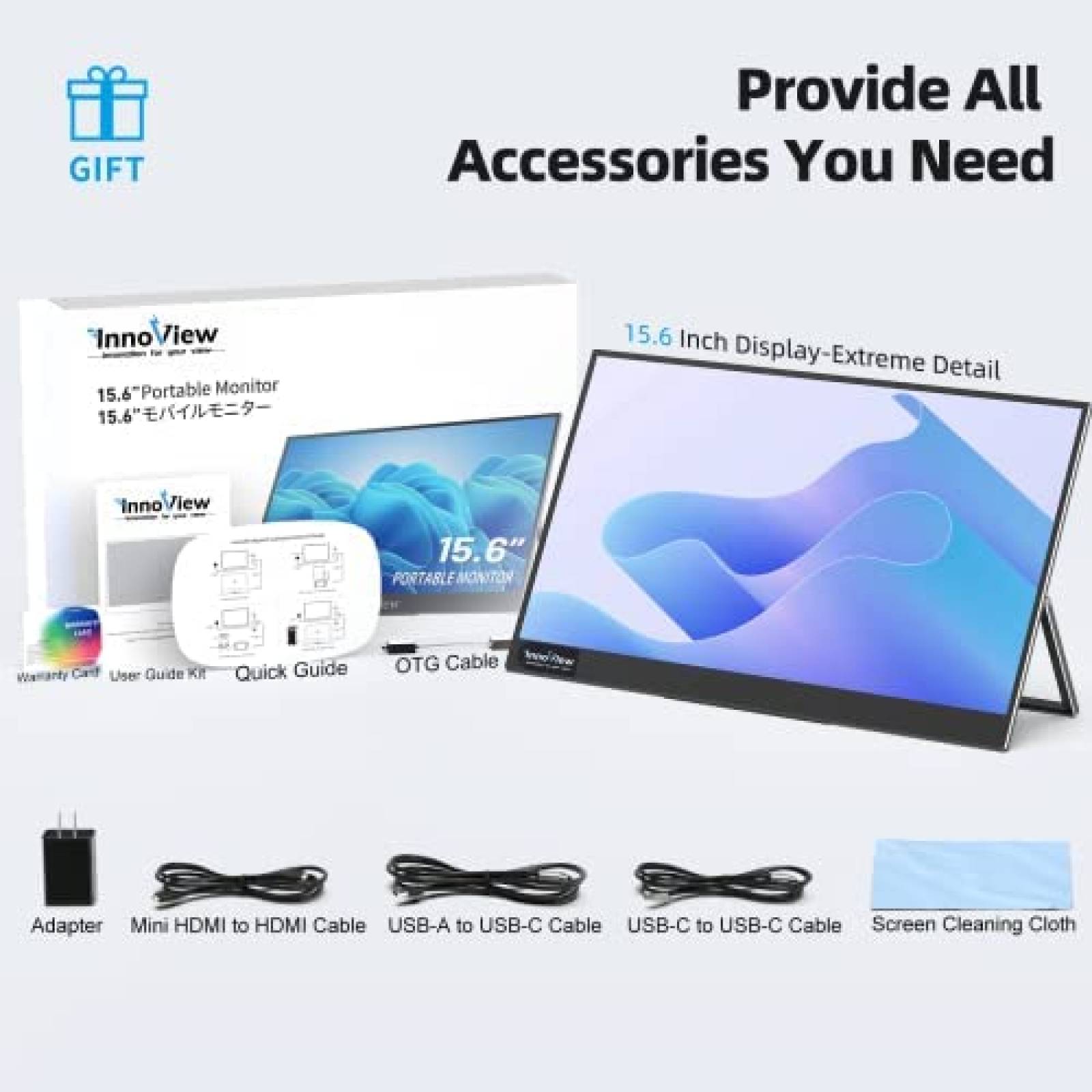 Monitor Portatil InnoView 15.6'' FHD+Monitor 24'' -Negro