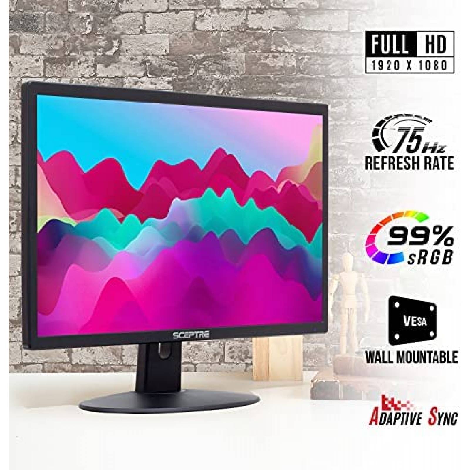Kit de 2 Monitores Sceptre 22'' & 24'' 75Hz LED -Negro